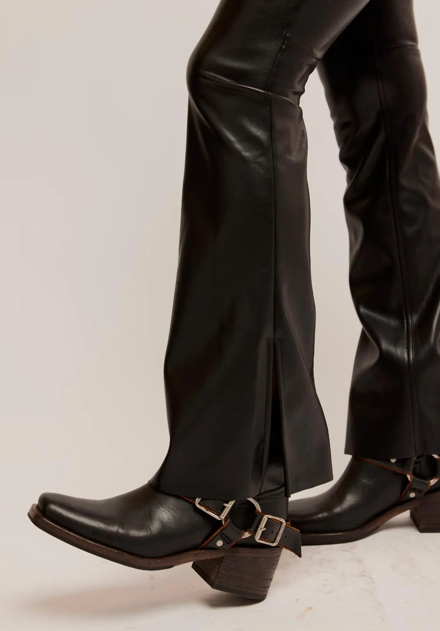 Free People - Level Up Vegan Leather Slit Boot Cut Pants