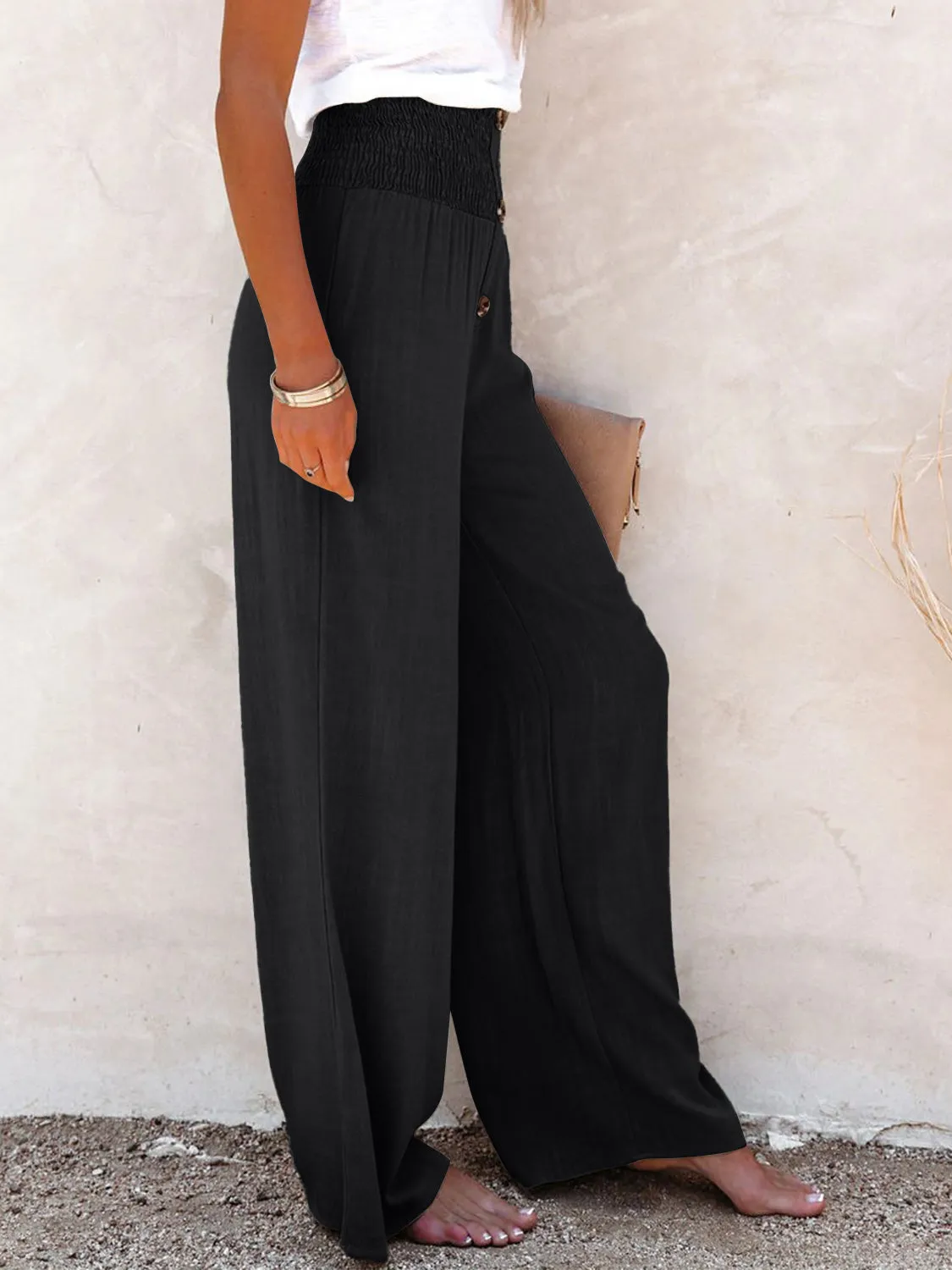 Full Size High Waist Cotton Pants – Classic Lines, Elevated Comfort