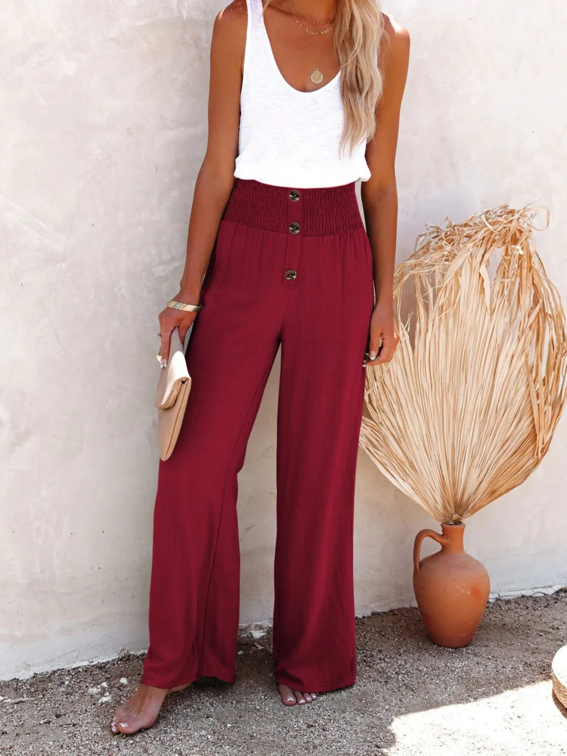 Full Size High Waist Cotton Pants – Classic Lines, Elevated Comfort