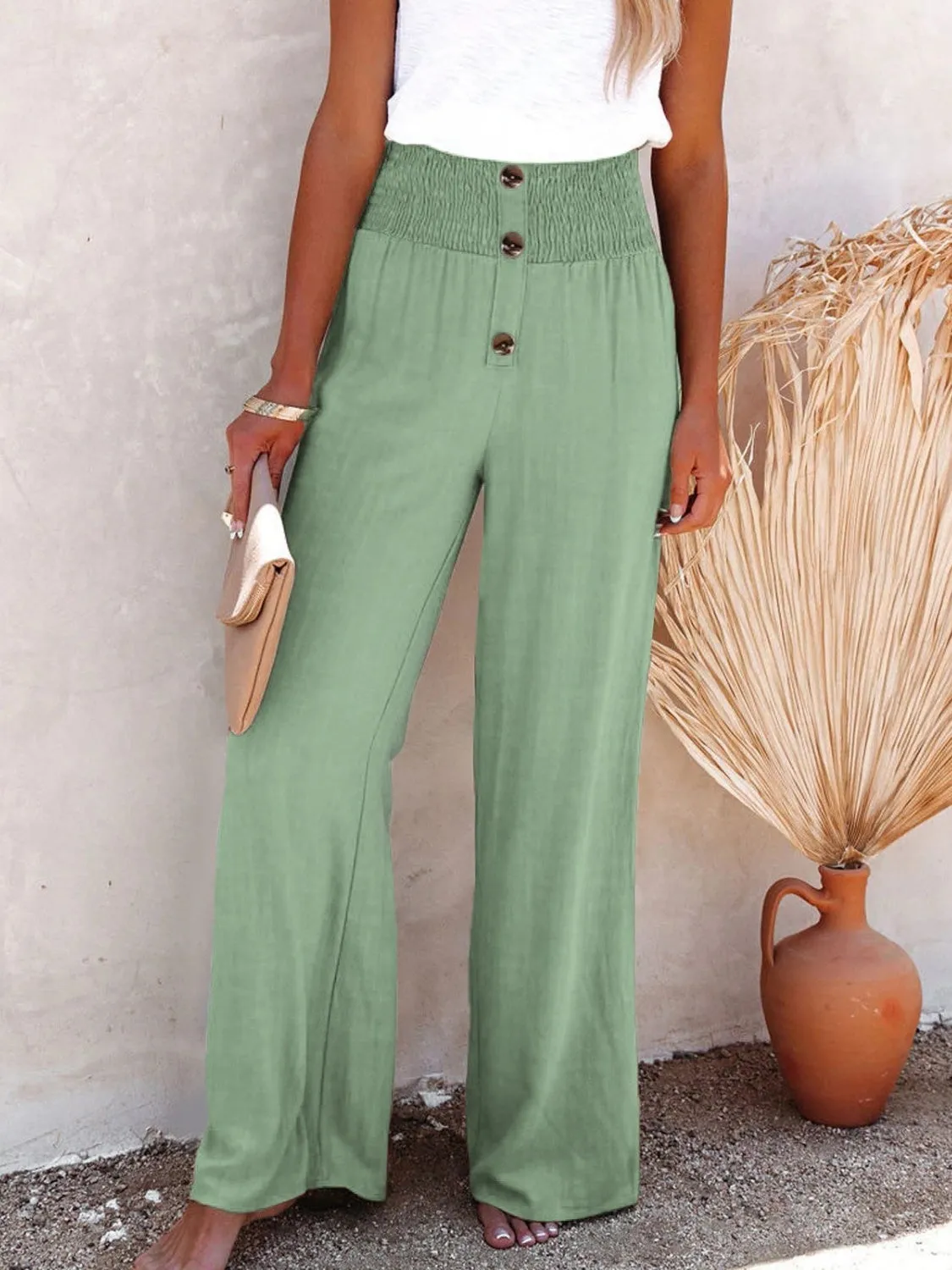 Full Size High Waist Cotton Pants – Classic Lines, Elevated Comfort