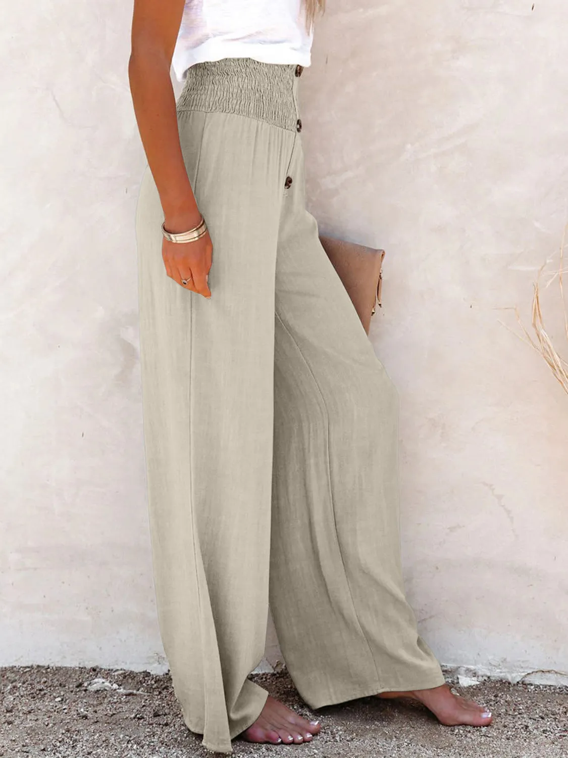 Full Size High Waist Cotton Pants – Classic Lines, Elevated Comfort