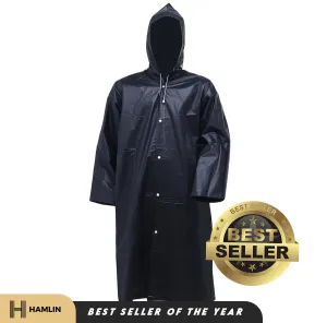 Hamlin Pemp Jas Hujan Pria Wanita Portable Raincoat Poncho with Hood Material EVA ORIGINAL - Black