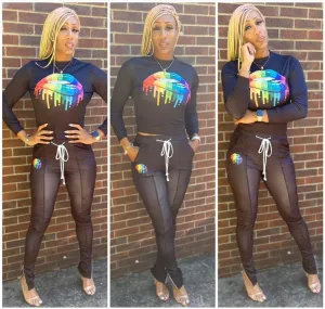 Her Black Two Piece Activewear