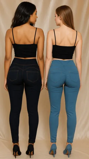High Rise Butt Enhancer Light Blue Jeggings