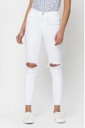 High Rise Distress Ankle Skinny