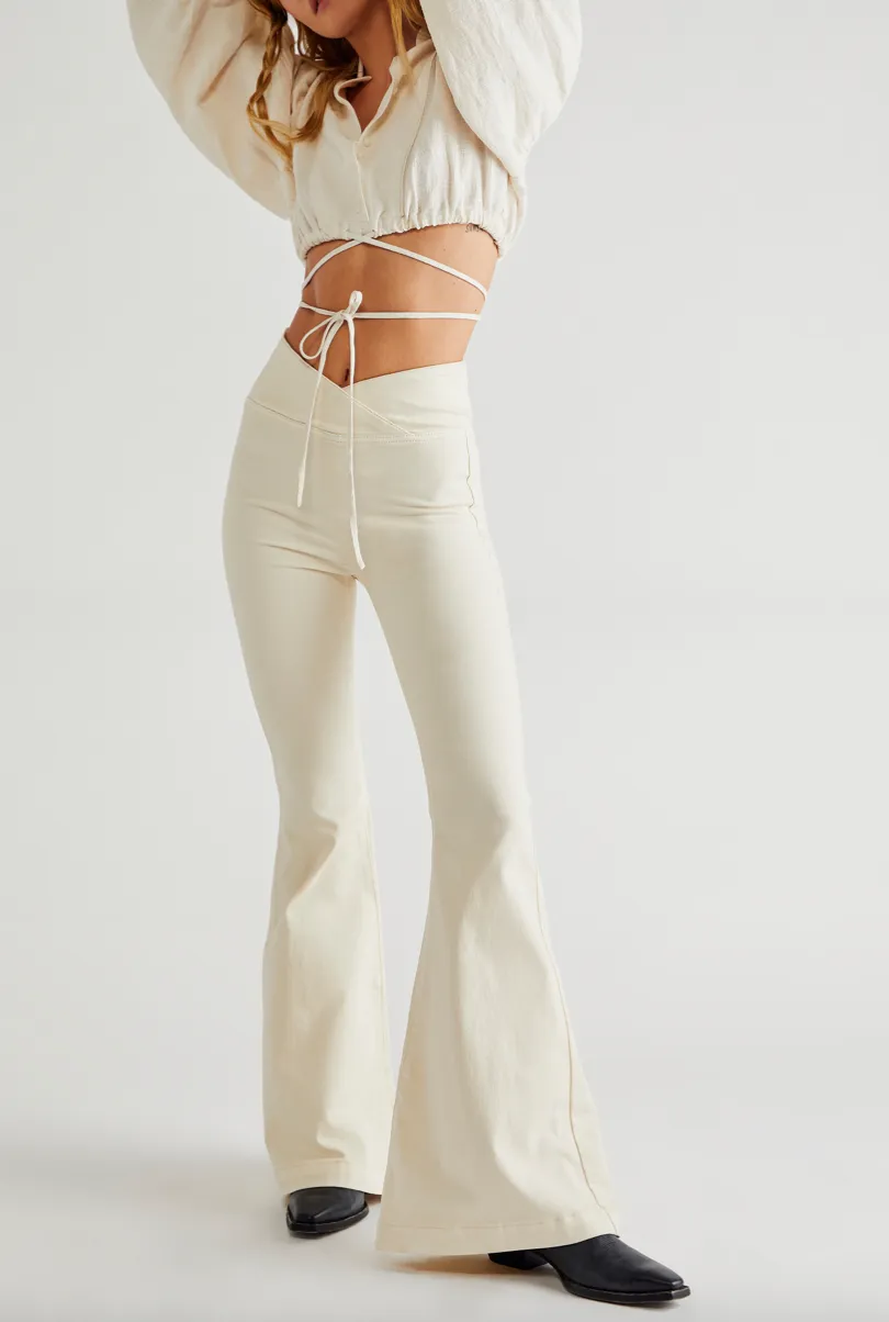 High Rise Front Crossover Flared Pants