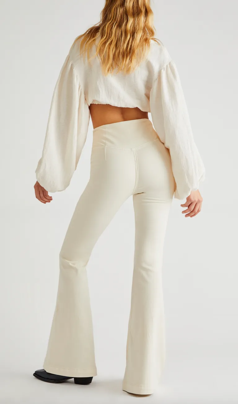 High Rise Front Crossover Flared Pants