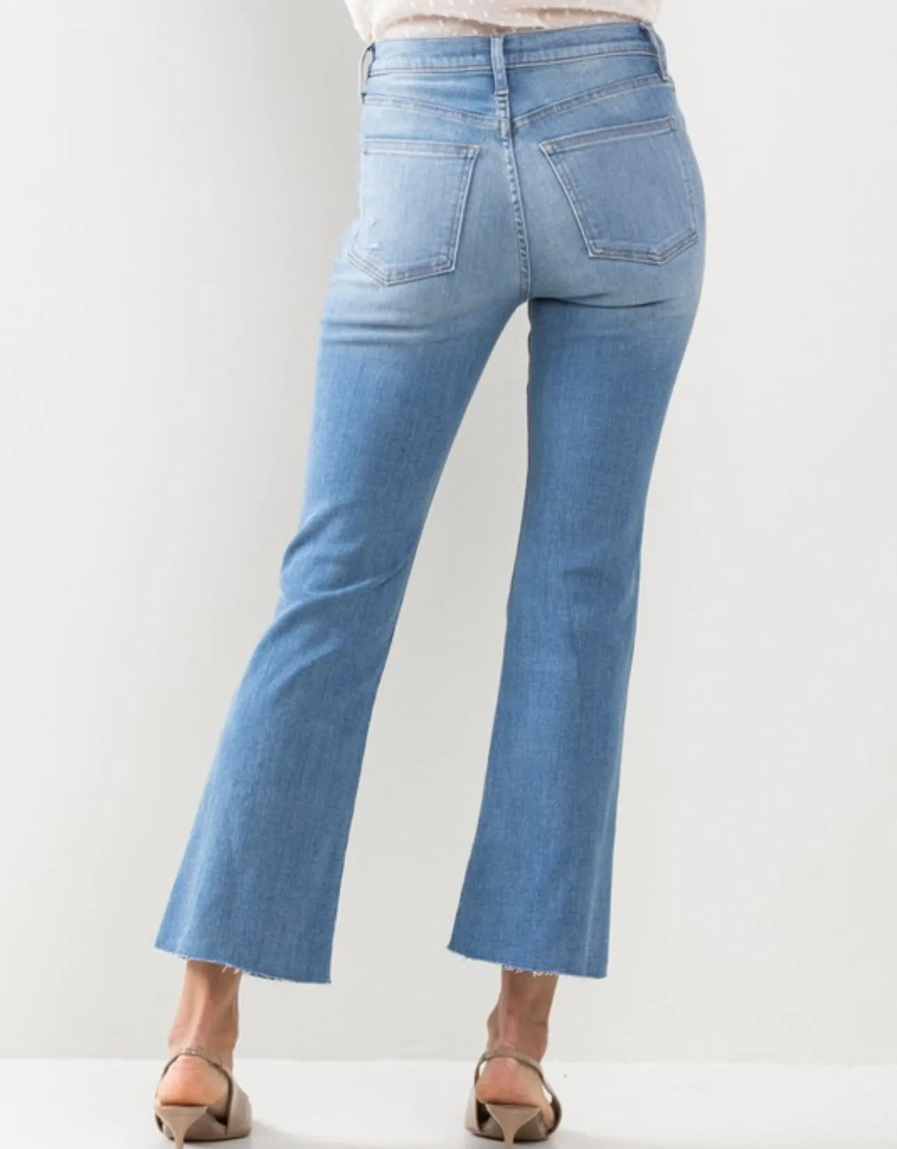High Rise Kick Flare Medium Wash Jeans