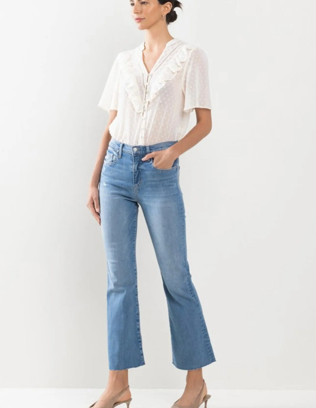 High Rise Kick Flare Medium Wash Jeans