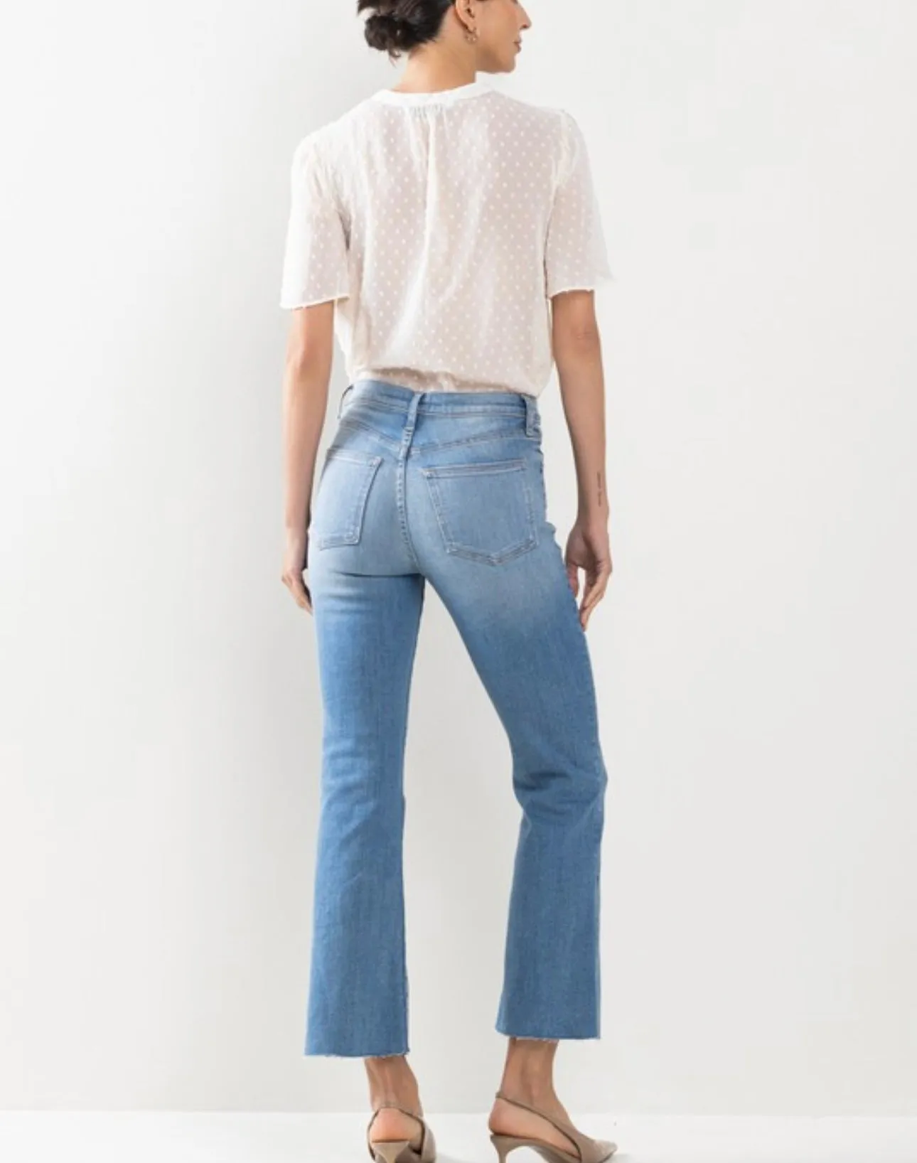 High Rise Kick Flare Medium Wash Jeans