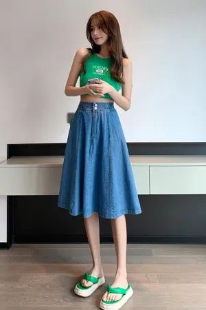 High Waist Casual A-Line Denim Skirts