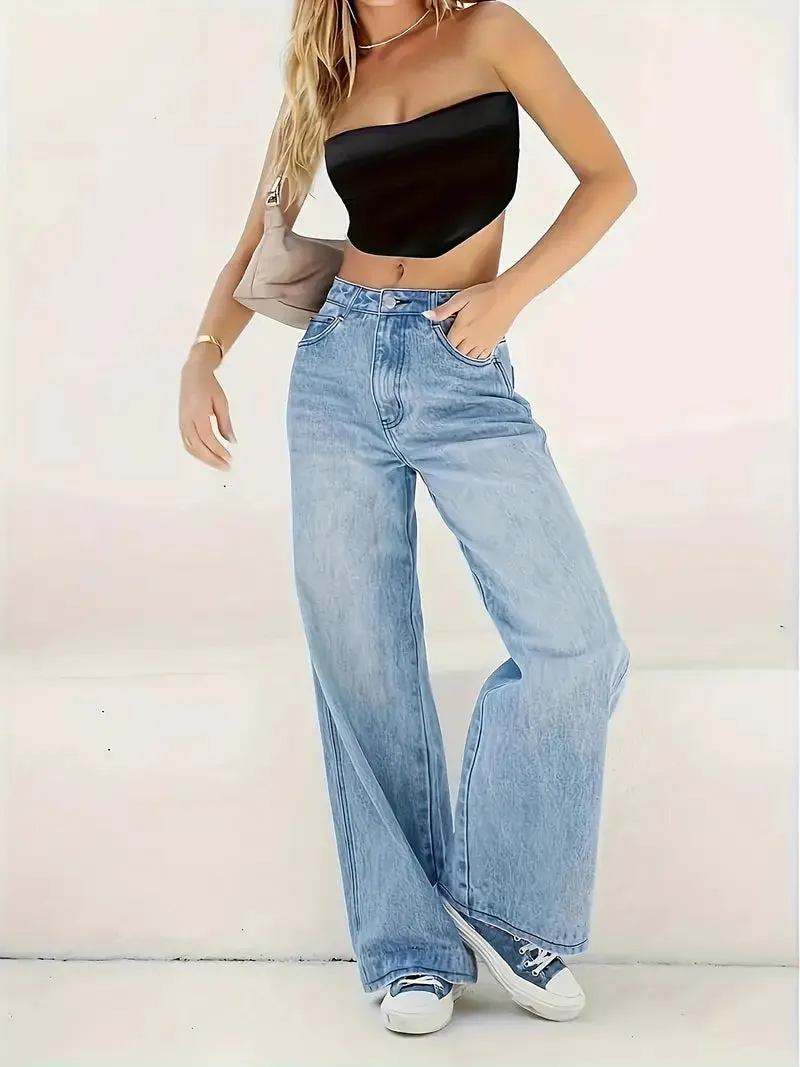 High-Waist Loose Fit Jeans | Women's Casual & Versatile Denim