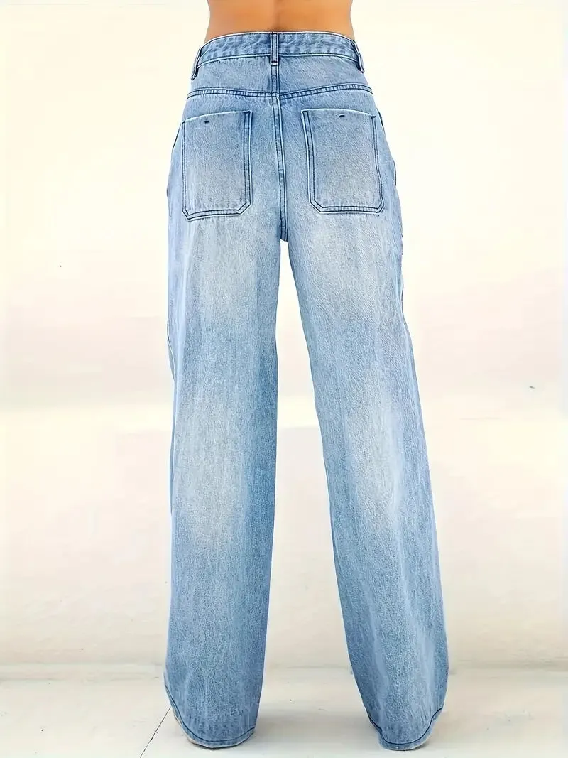 High-Waist Loose Fit Jeans | Women's Casual & Versatile Denim