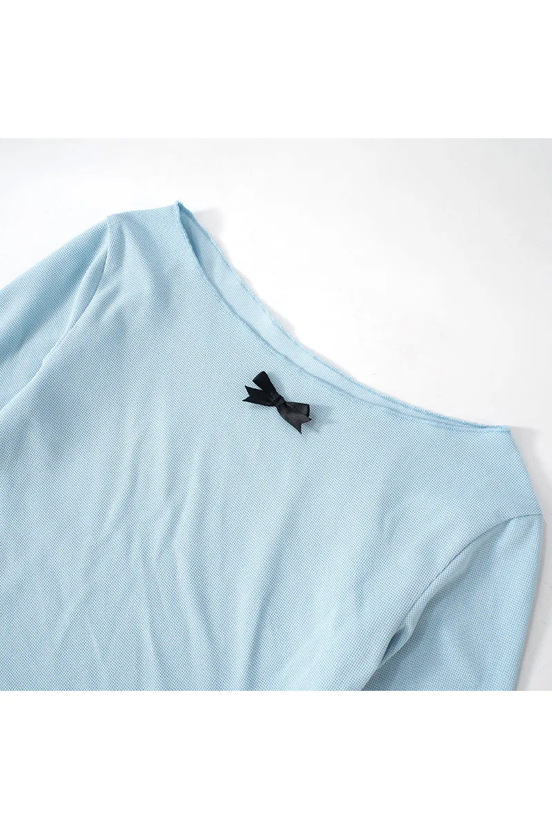 HTR1033 Bow Accent Flared Sleeve Top
