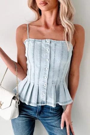 HTZ1185 Denim Peplum Corset Top Skirt