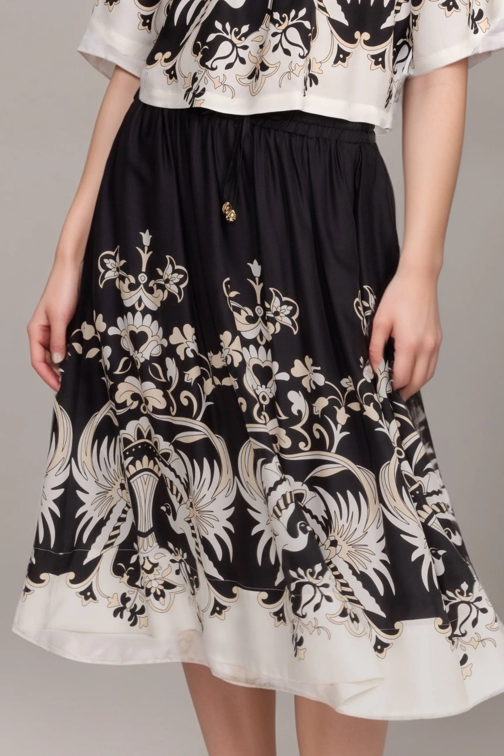 Johnny Was Jade Black Blythe A-Line Midi Skirt L70824
