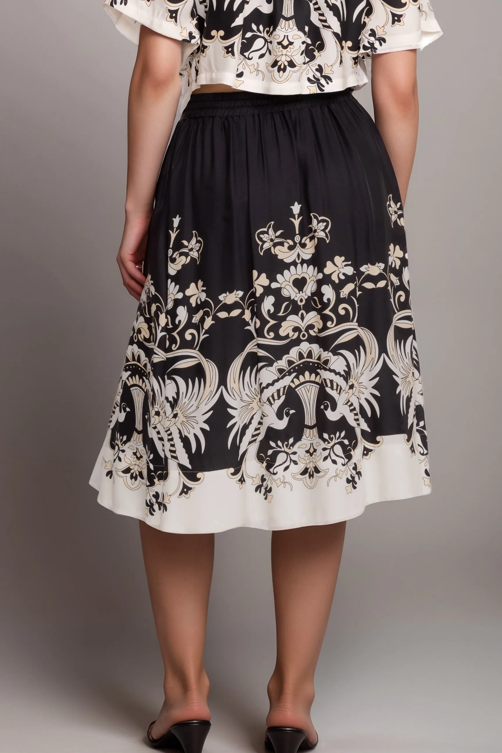 Johnny Was Jade Black Blythe A-Line Midi Skirt L70824