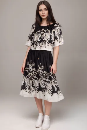 Johnny Was Jade Black Blythe A-Line Midi Skirt L70824