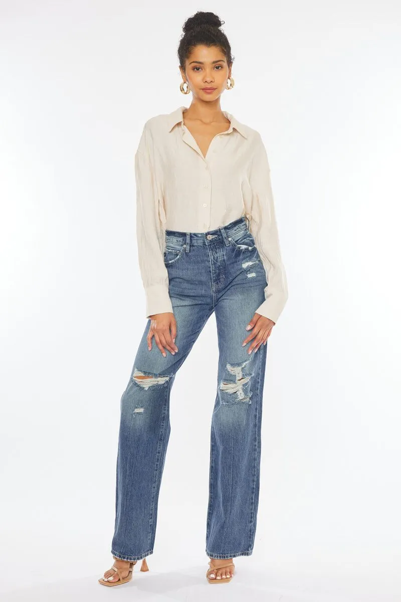 Kancan 90'S Wide Leg Ultra High Rise Flare Jeans