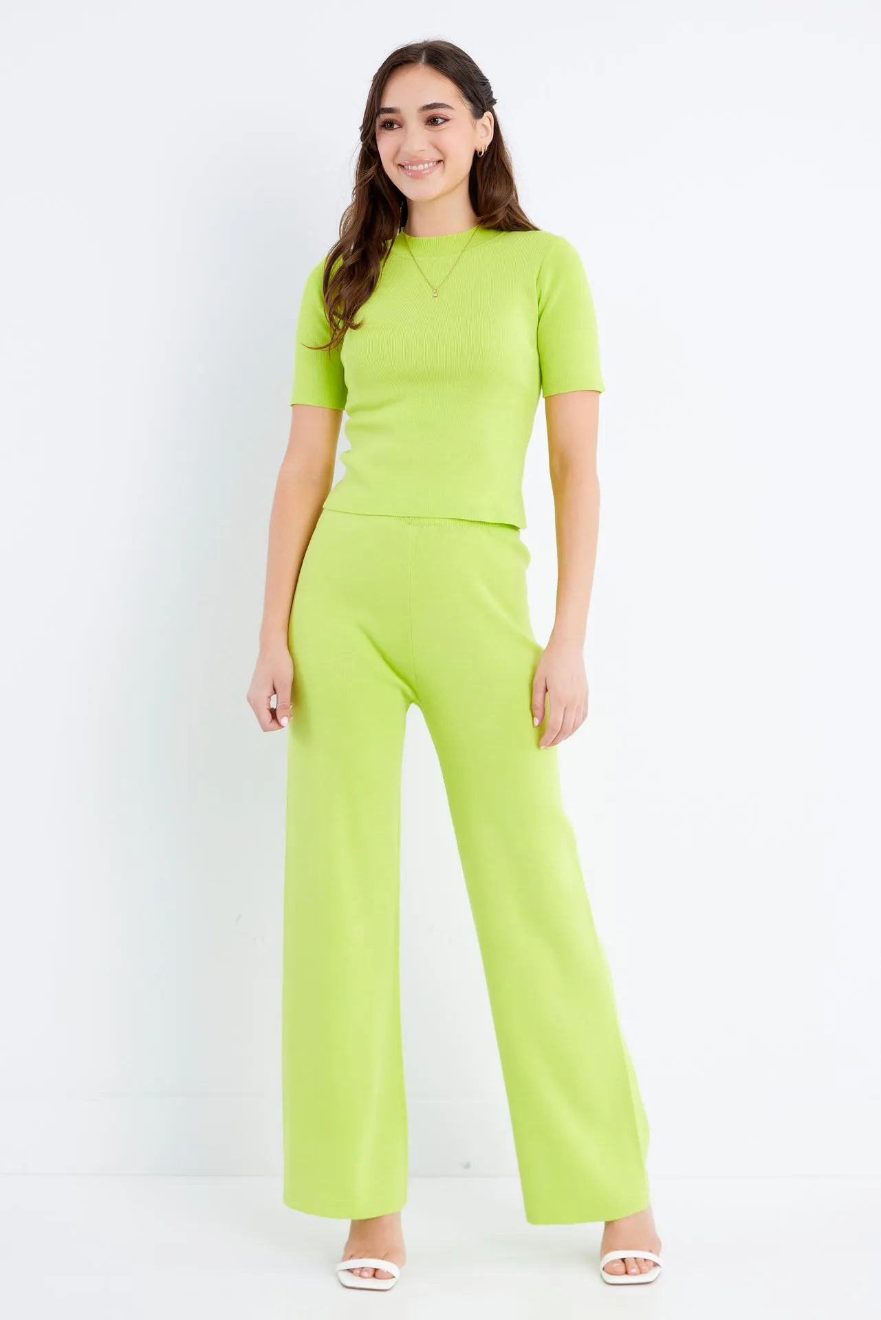 Knit Short Sleeve Top and Pants Set