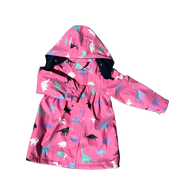 Korango Girl Dinosaurs Colour Changing Raincoat - Navy