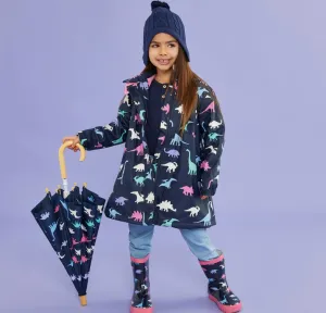 Korango Girl Dinosaurs Colour Changing Raincoat - Navy
