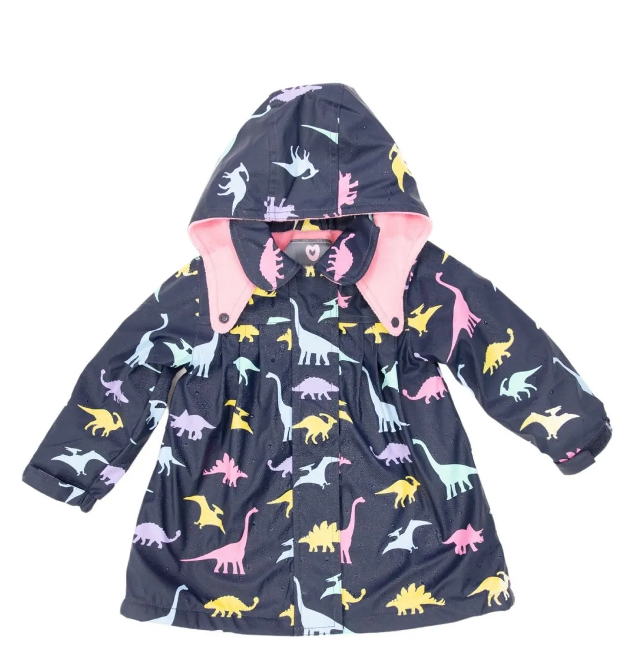 Korango Girl Dinosaurs Colour Changing Raincoat - Navy
