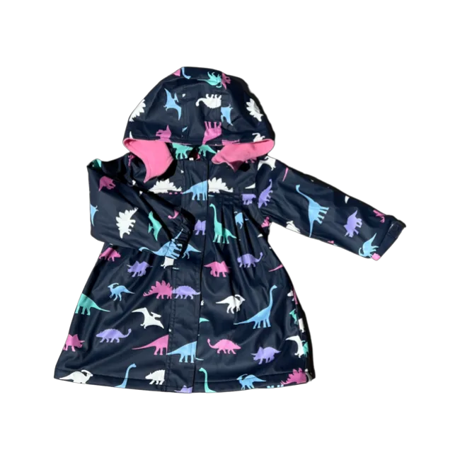Korango Girl Dinosaurs Colour Changing Raincoat - Navy
