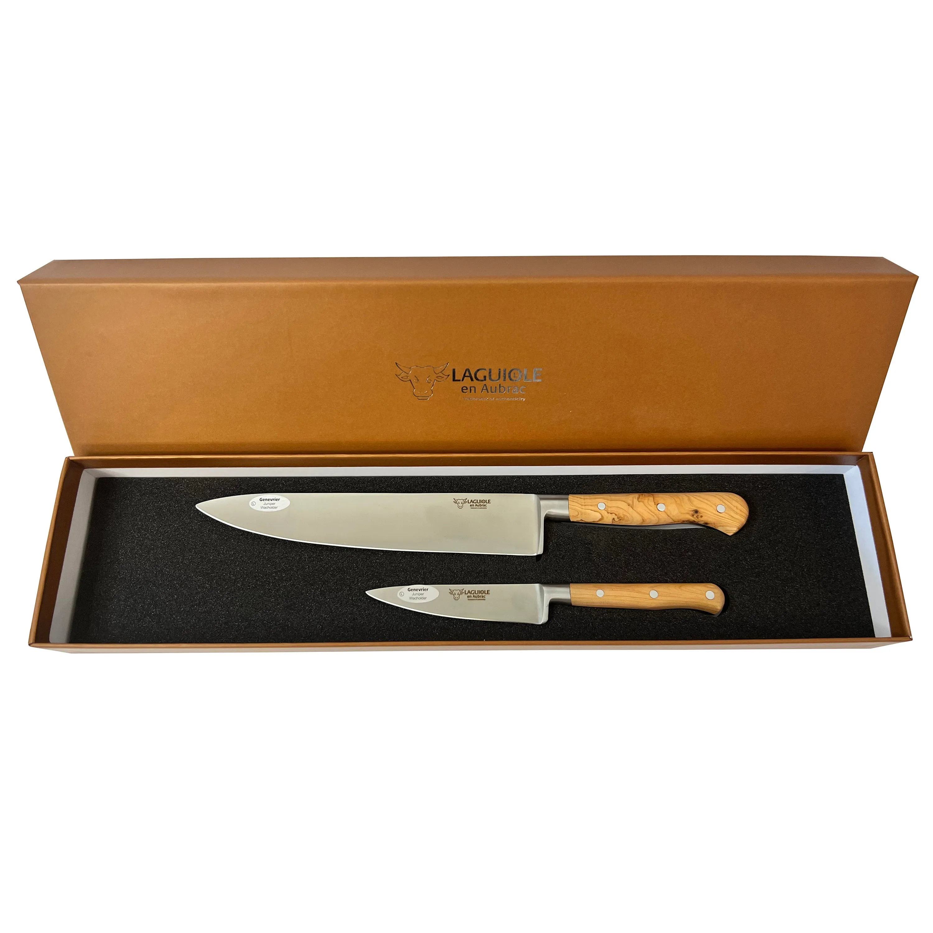 Laguiole en Aubrac Professional Stainless Fully Forged Steel Starter 2-Piece Premium Kitchen Knife Set With Juniper Handles