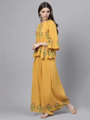 Lemon Tart Women's LTS197 Print Detail Kurta and Pants Set - Yellow