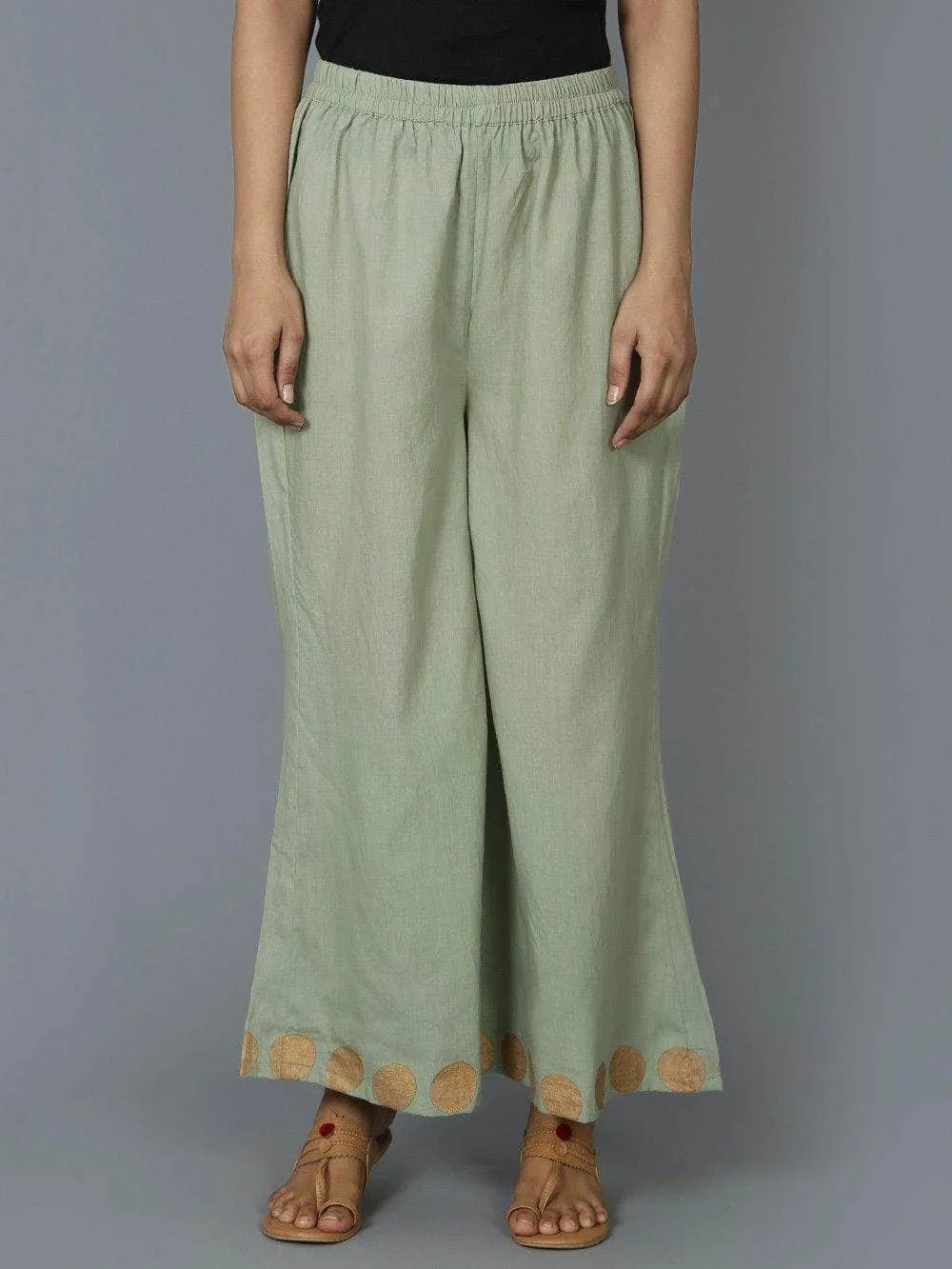 Lemon Tart Women's LTS434 Gold Foil Print Detail Stitched Kurti and Pants Set - PG