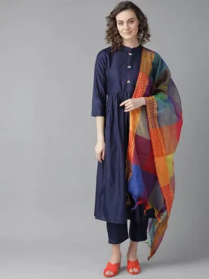 Lemon Tart Women's LTS475 Button Detail Stitched Kurti and Pants Set