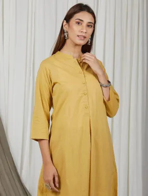 Lemon Tart Women's LTS524 Button Detail Stitched Kurti and Pants Set - Yellow
