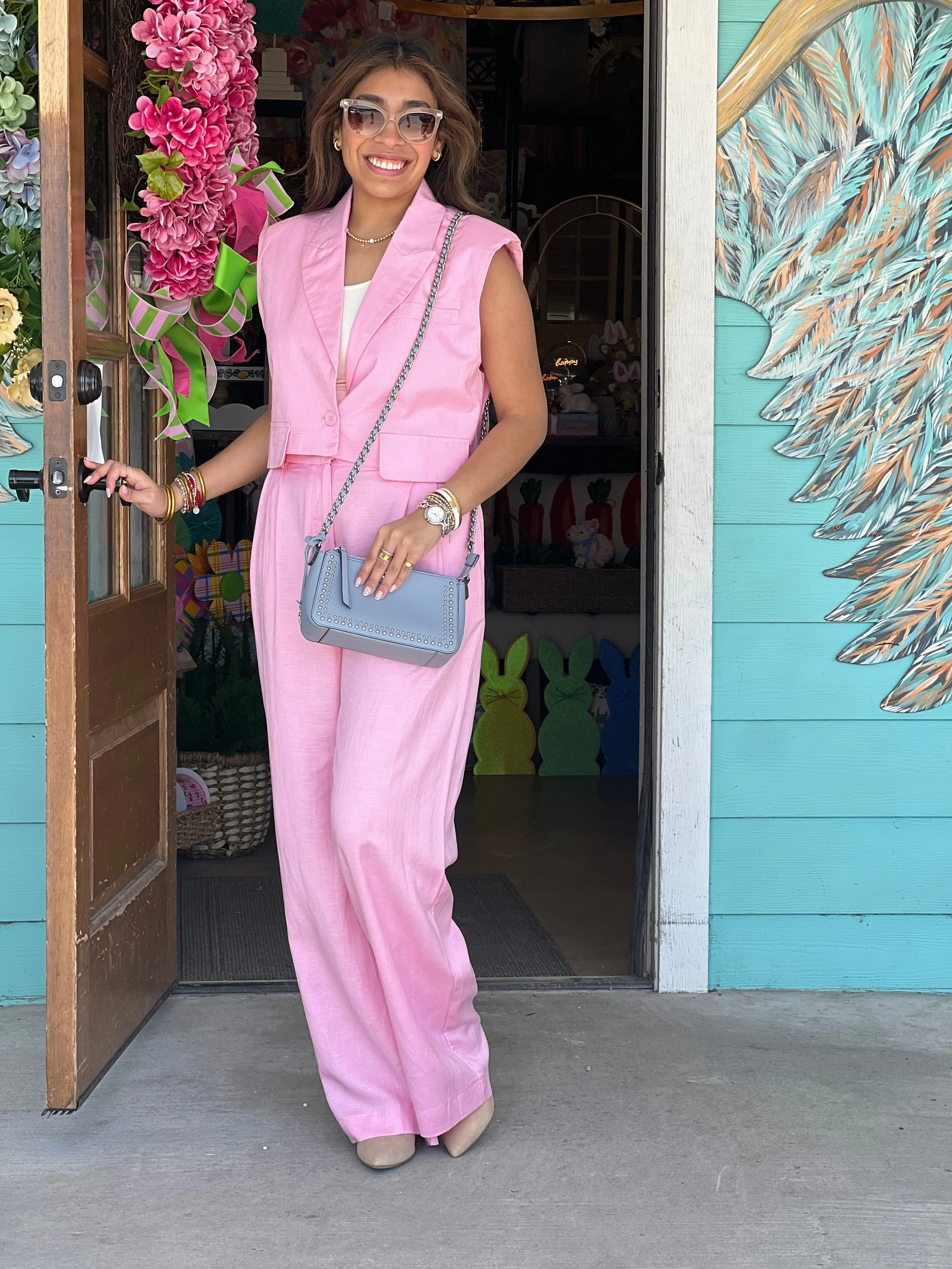 Light Pink Wide Leg Pants