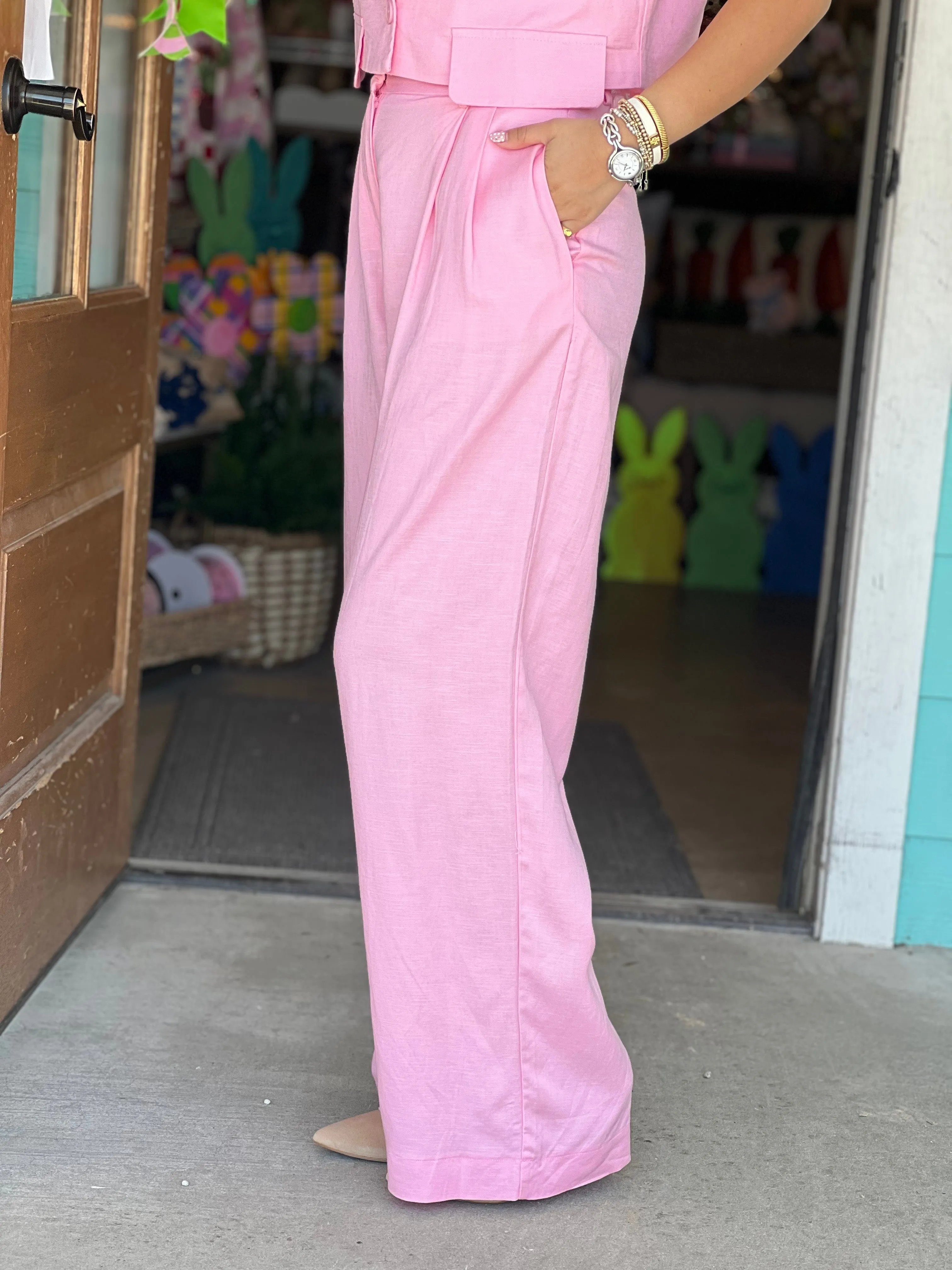 Light Pink Wide Leg Pants