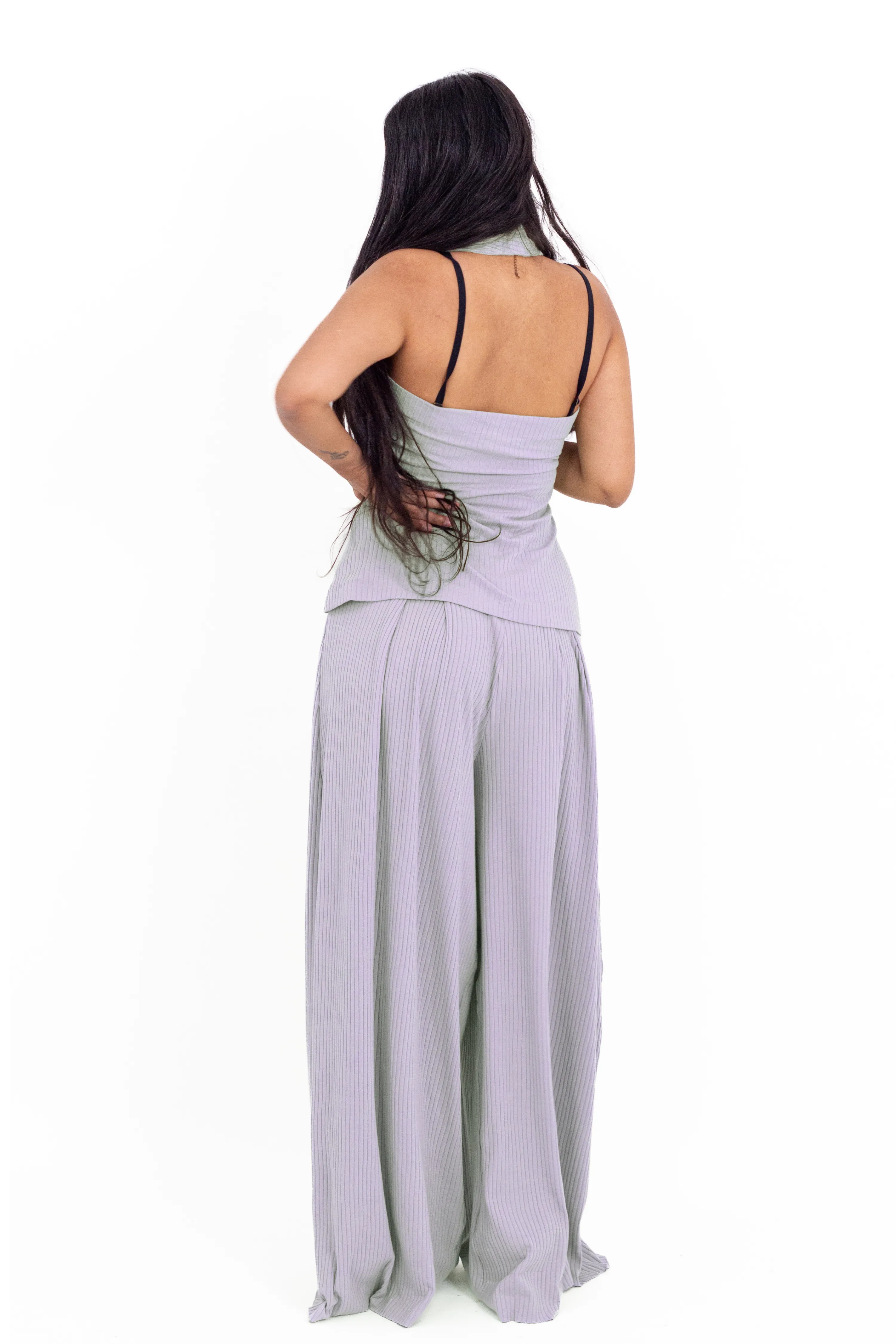 Lilac Ribbed Corset Pants