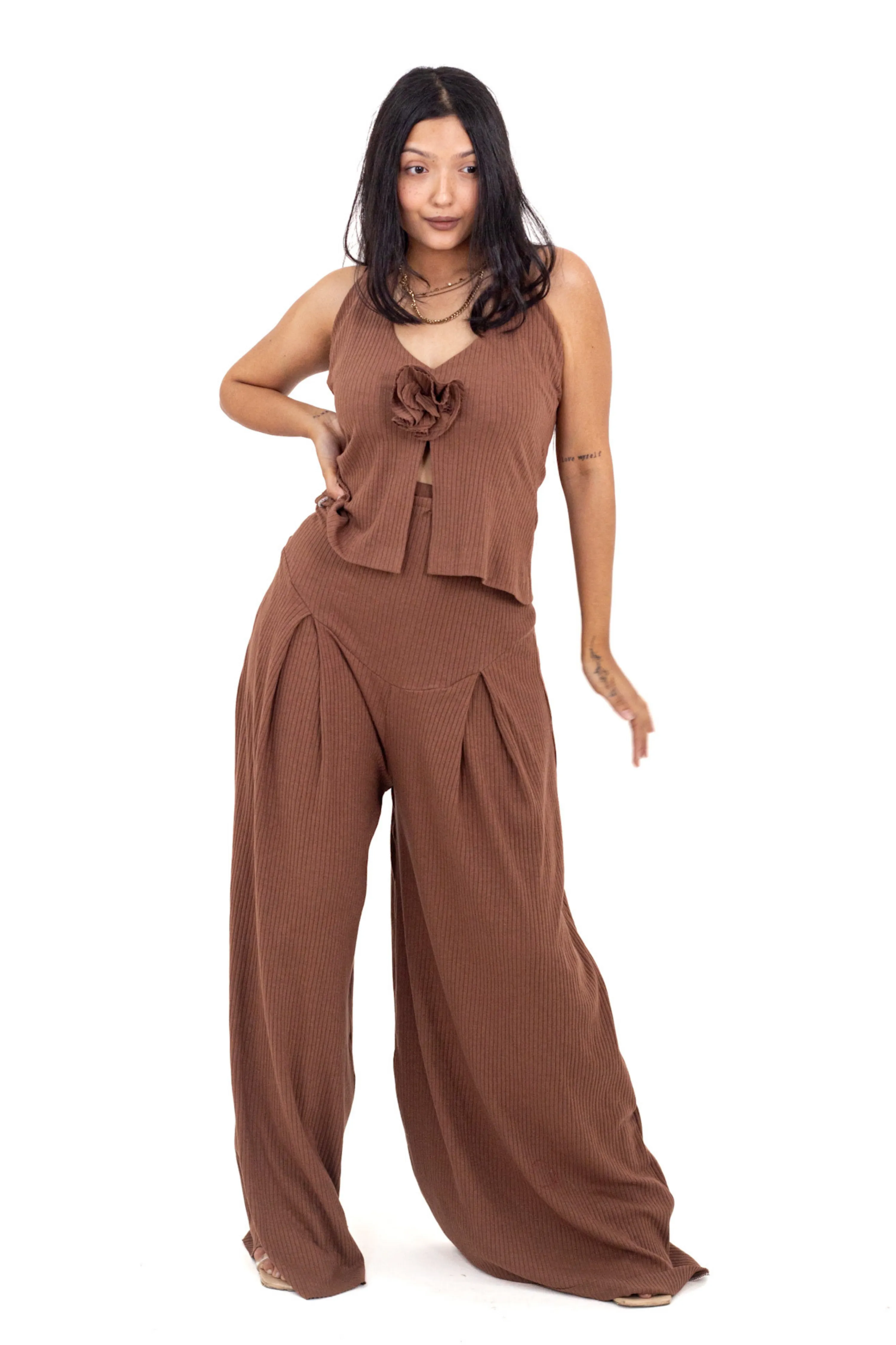 Lilac Ribbed Corset Pants