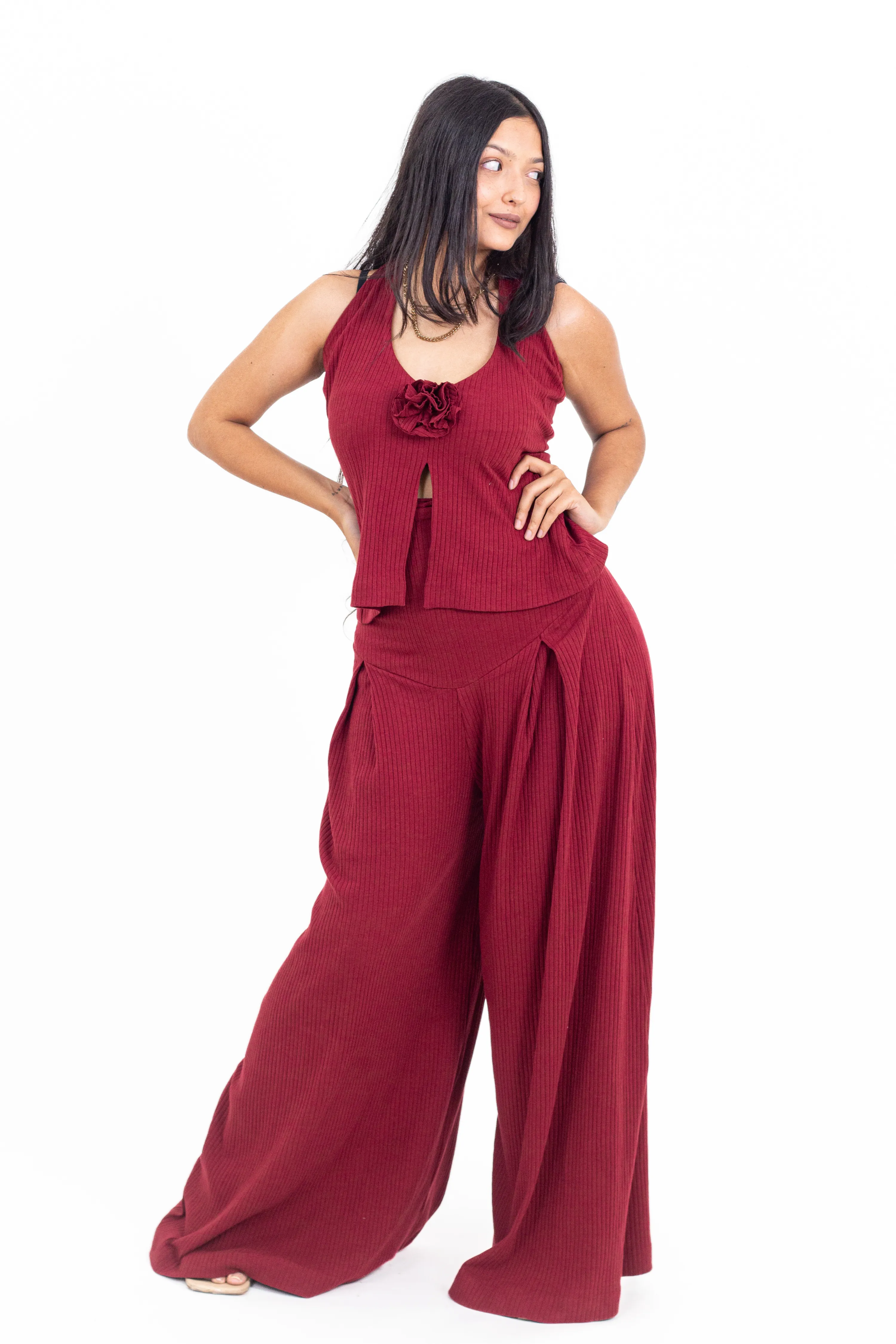 Lilac Ribbed Corset Pants