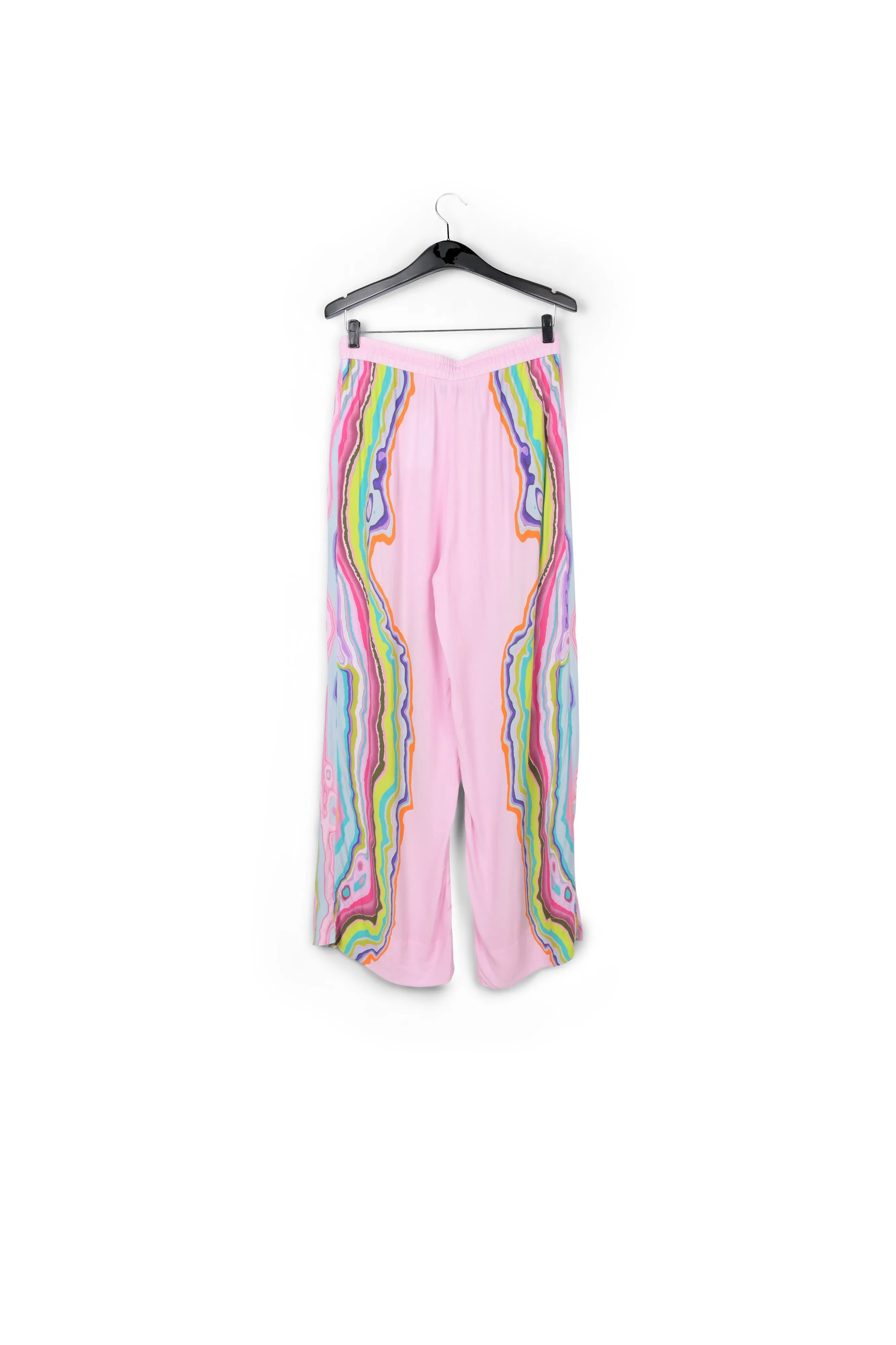 Lilac wide-leg pants with multicolor print