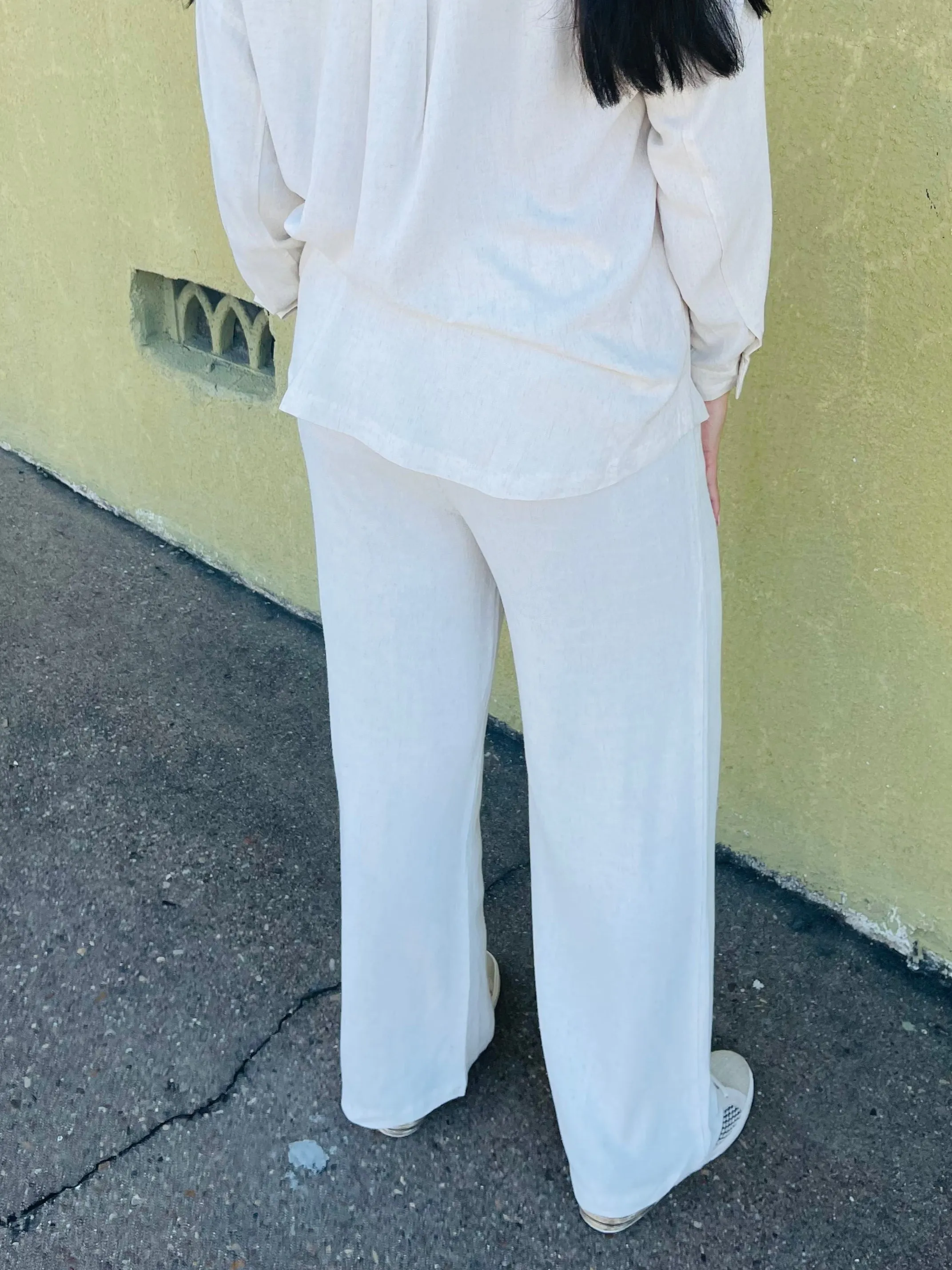 Linen Wide Leg Drawsting Pant