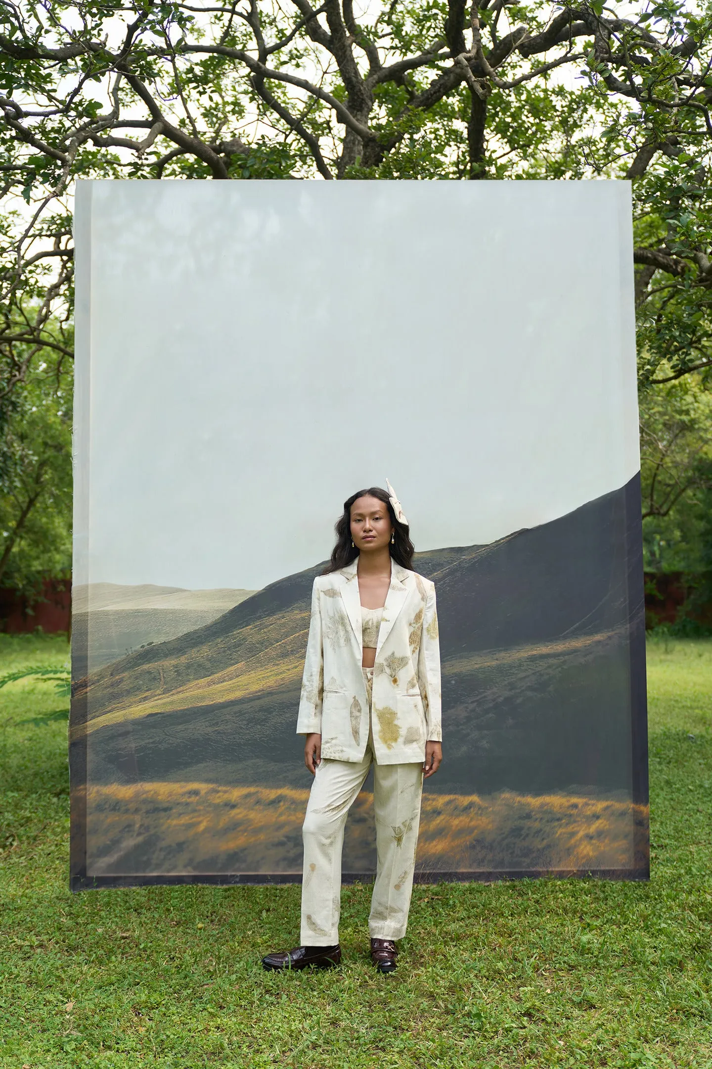 Live Leafy 3-Piece Blazer Set with Bralette & Pants