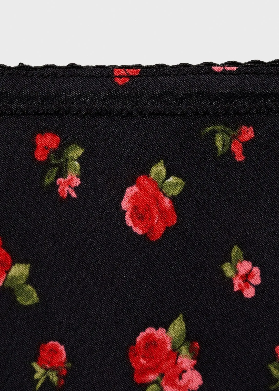 Long floral flared skirt - Black