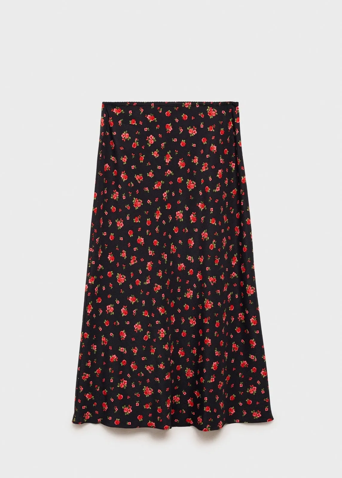 Long floral flared skirt - Black