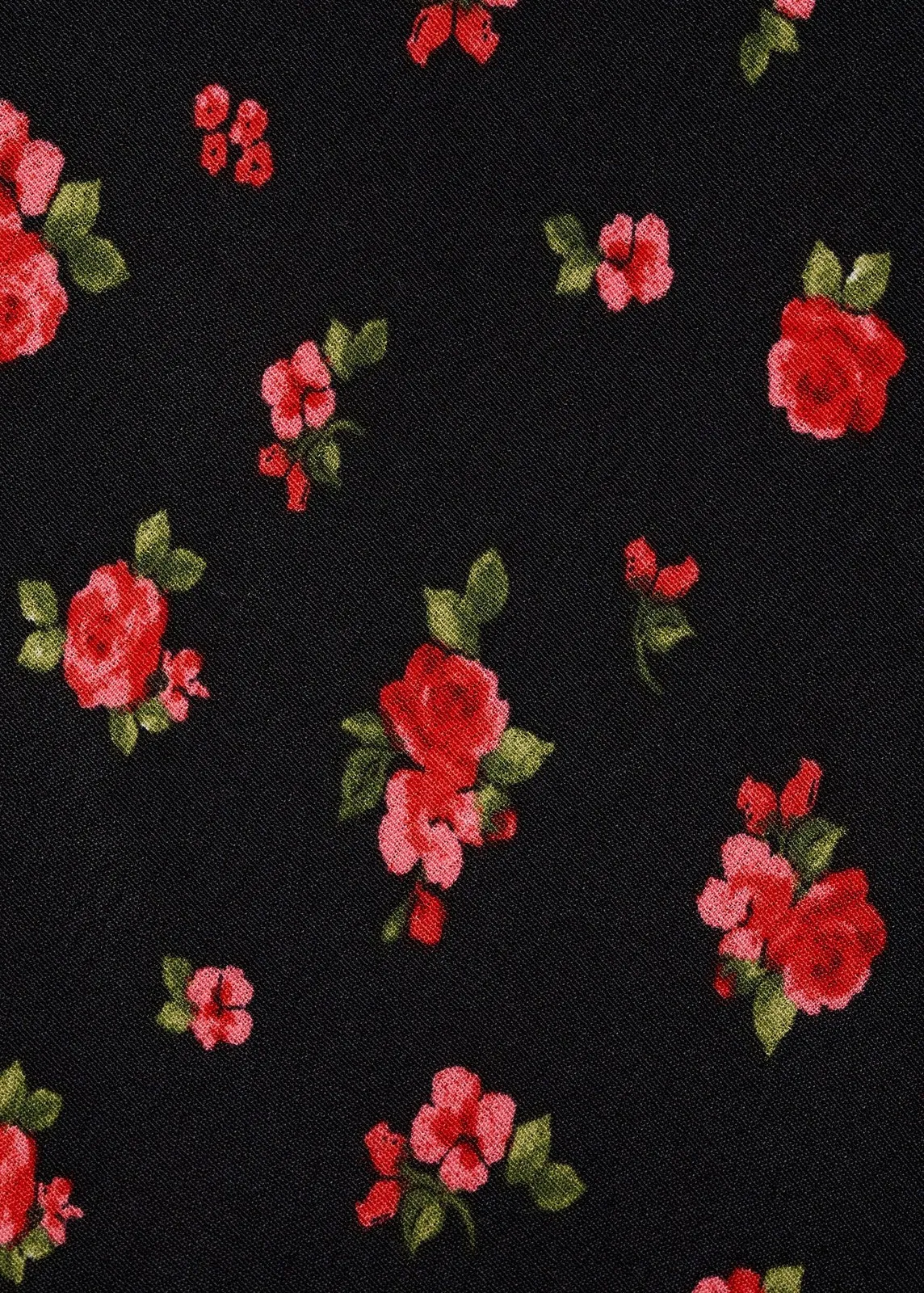 Long floral flared skirt - Black
