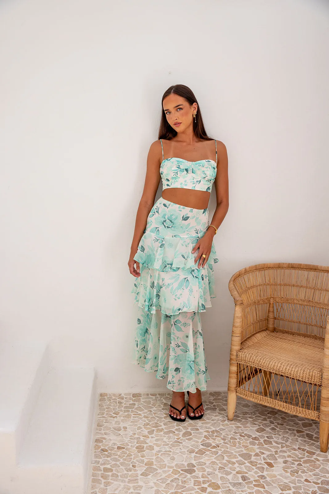 Luna Set-Green Top And Skirt