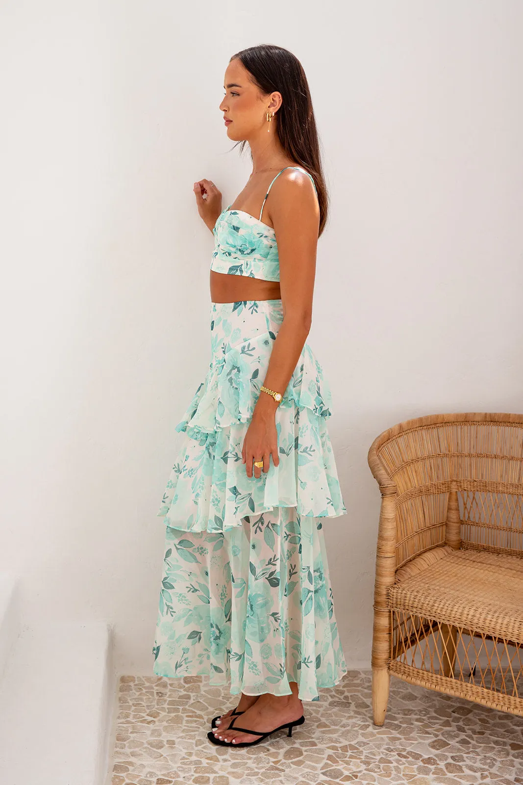 Luna Set-Green Top And Skirt