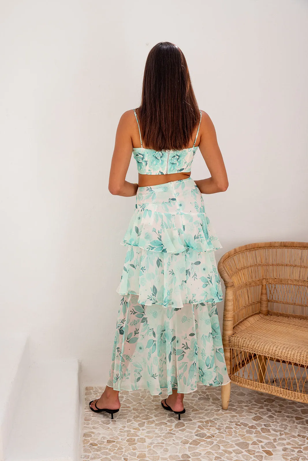 Luna Set-Green Top And Skirt
