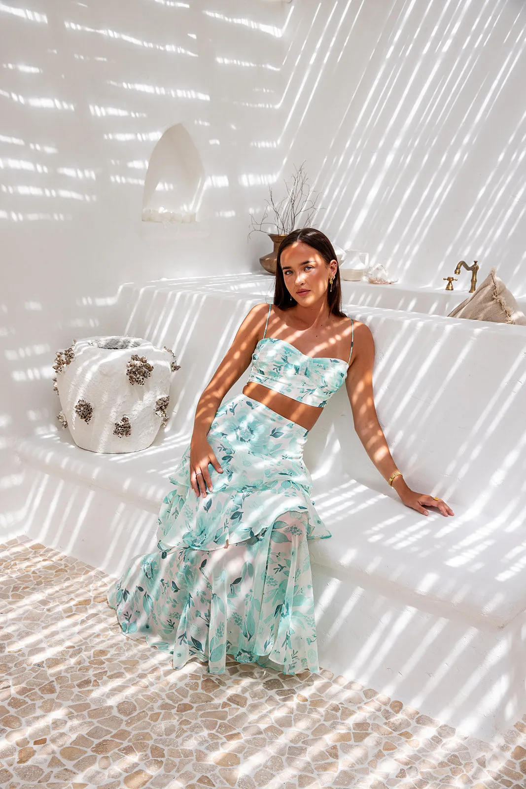 Luna Set-Green Top And Skirt