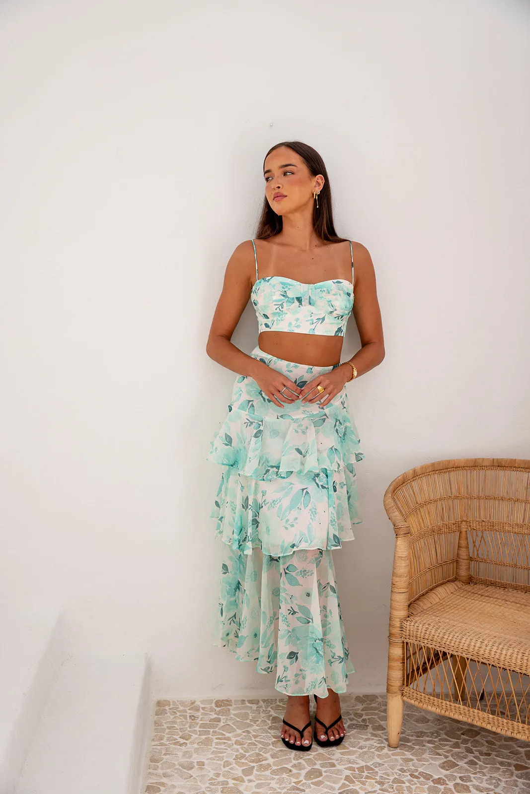 Luna Set-Green Top And Skirt