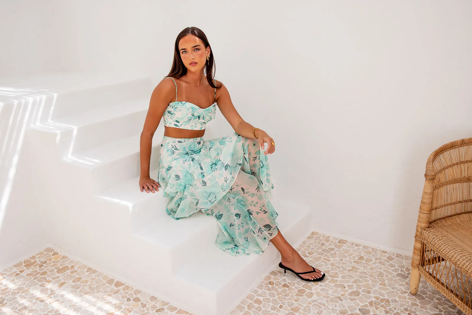 Luna Set-Green Top And Skirt
